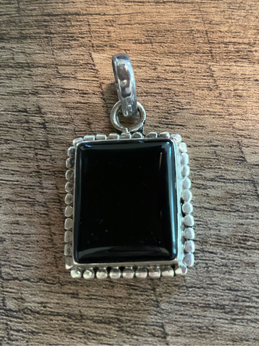 Sterling Silver Black Onyx Rectangular Pendant